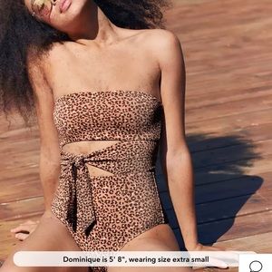 Aerie ribbed leopard wrap bandeau one piece. SizeL